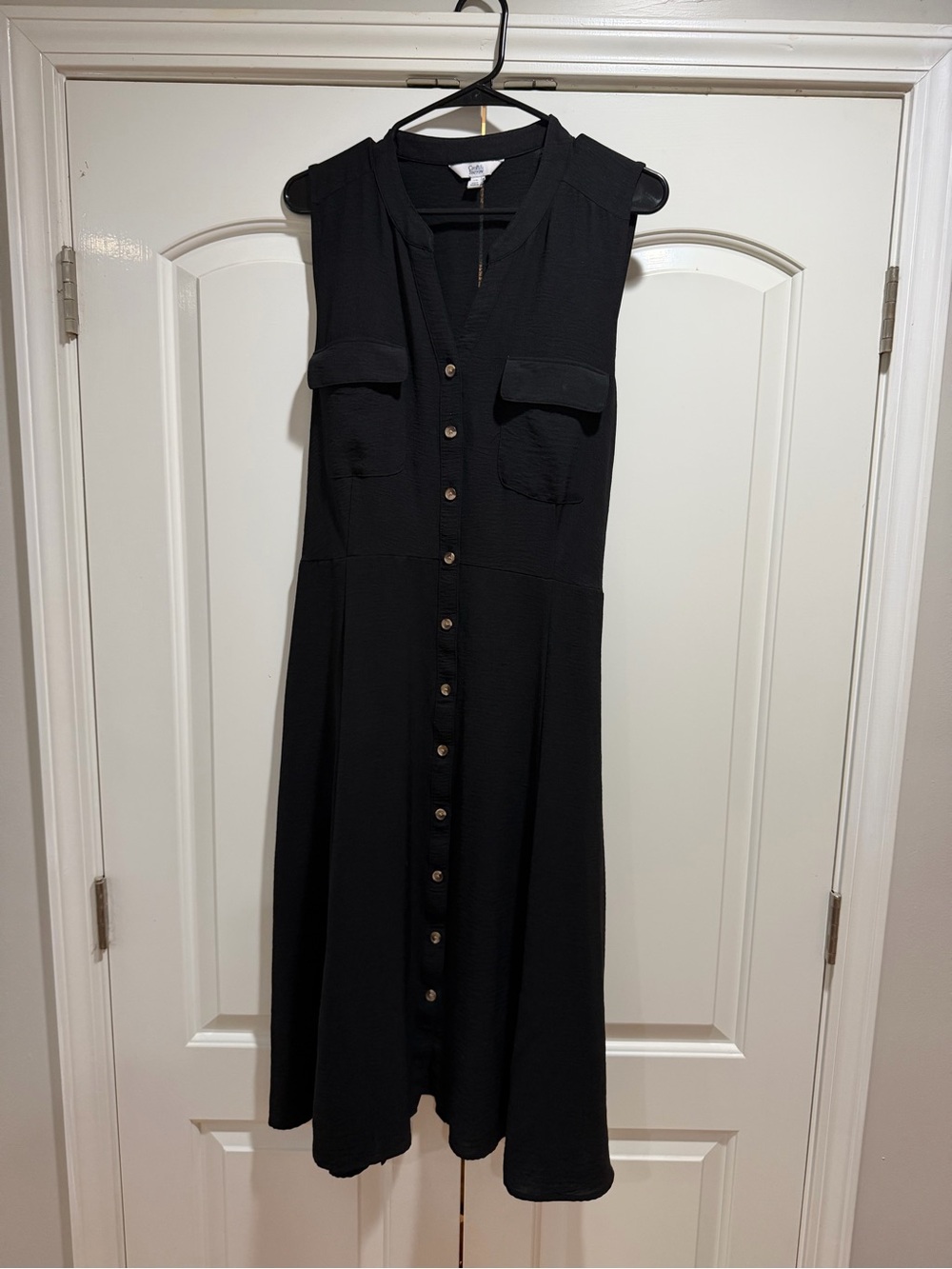 croft & barrow Black Sleeveless Button-Front Midi Dress